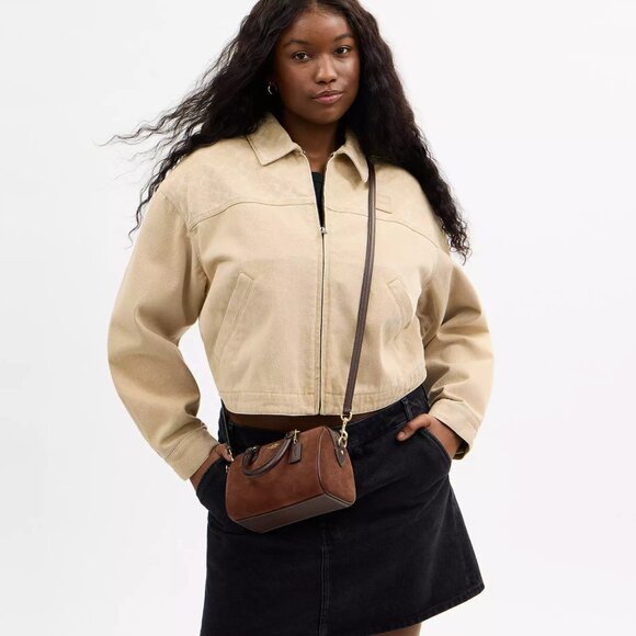 NWT Coach Mini Rowan Crossbody Bag CCF29 suede/Vintage Brown - Picture 3 of 14